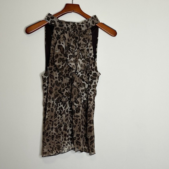 Vtg Y2K Ruffle Halter Top Sz X-Large Animal‎ Print Date Night Going Out Office - Picture 5 of 12
